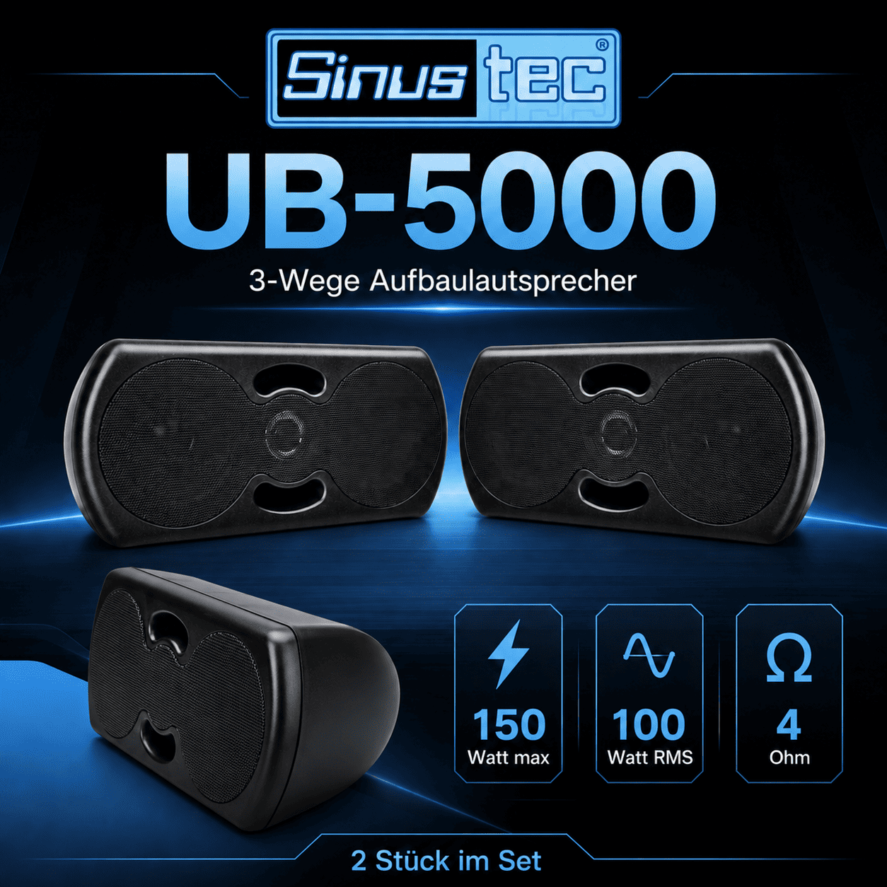 Sinustec UB-5000 Gehäuse 3-Wege Aufbaulautsprecher