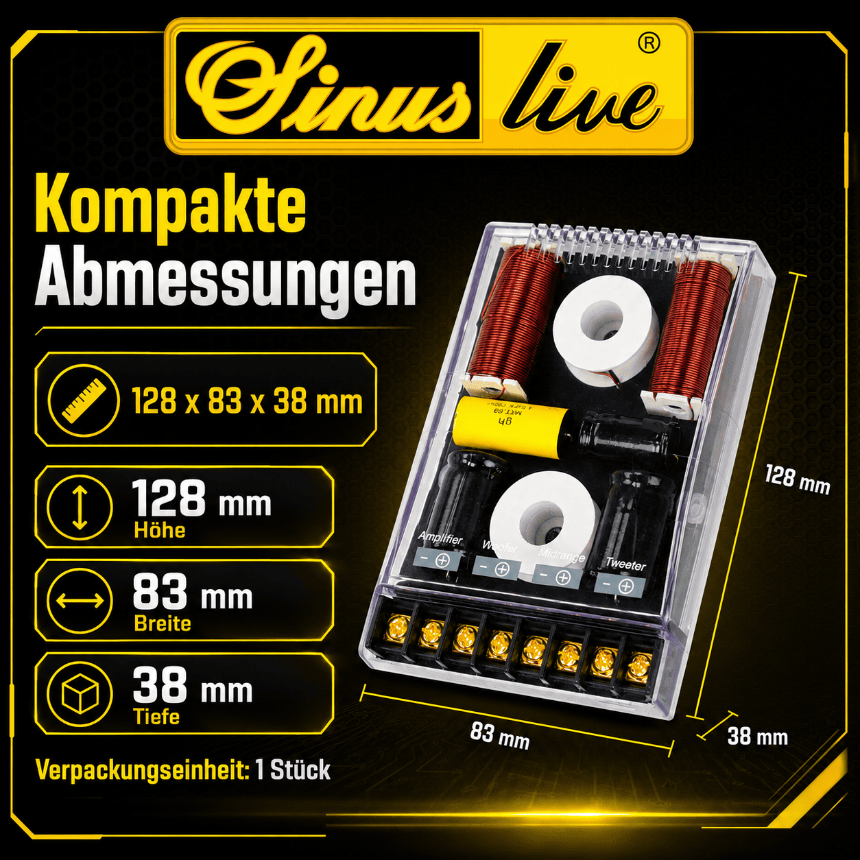Sinuslive CR-345 3-Wege-Lautsprecher-Frequenzweiche