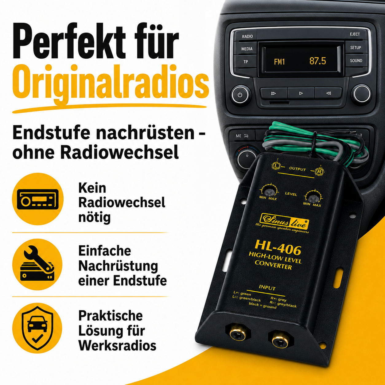 B-Ware HL-406 High/Low-Level-Converter - Lautsprecherkabel auf Cinch
