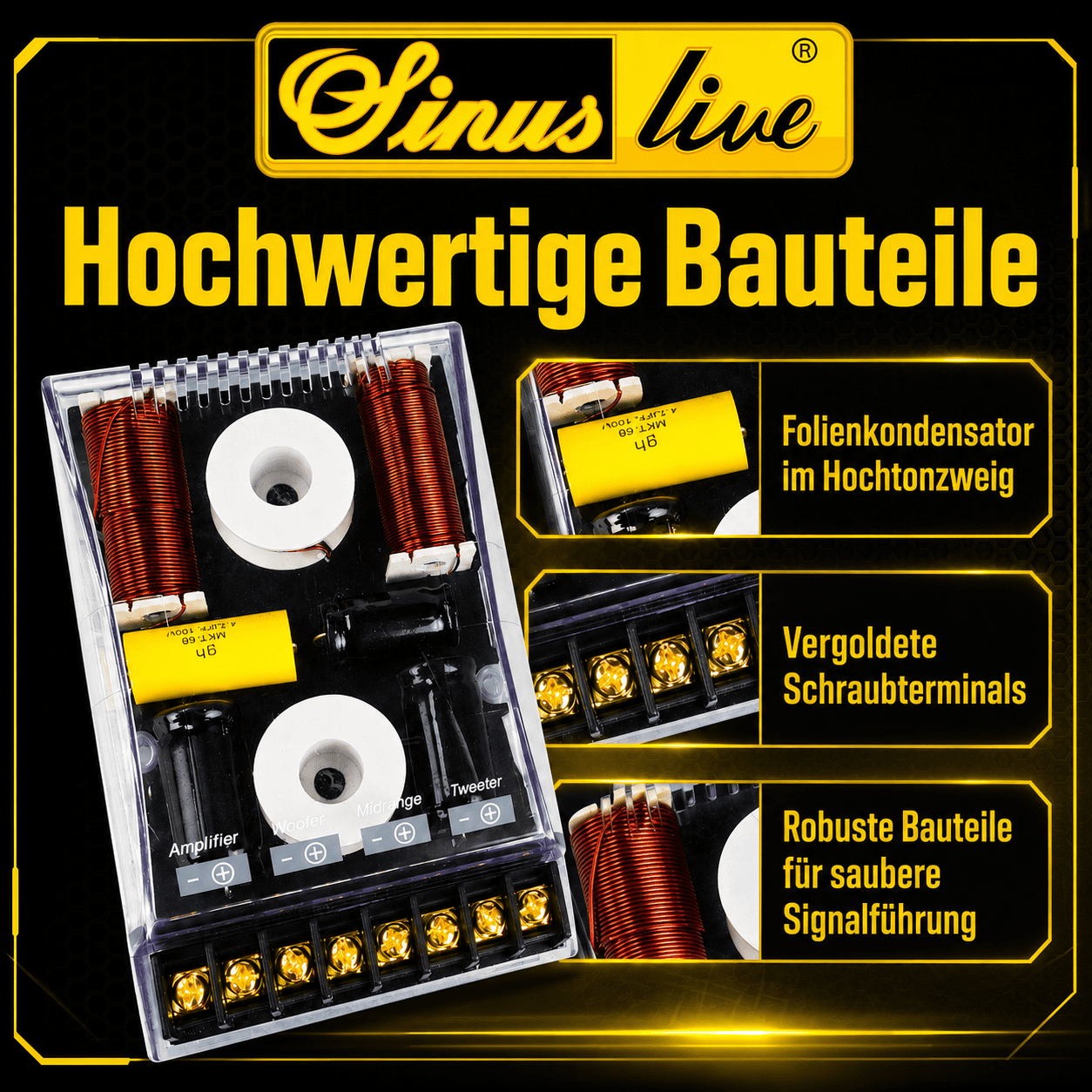 Sinuslive CR-345 3-Wege-Lautsprecher-Frequenzweiche