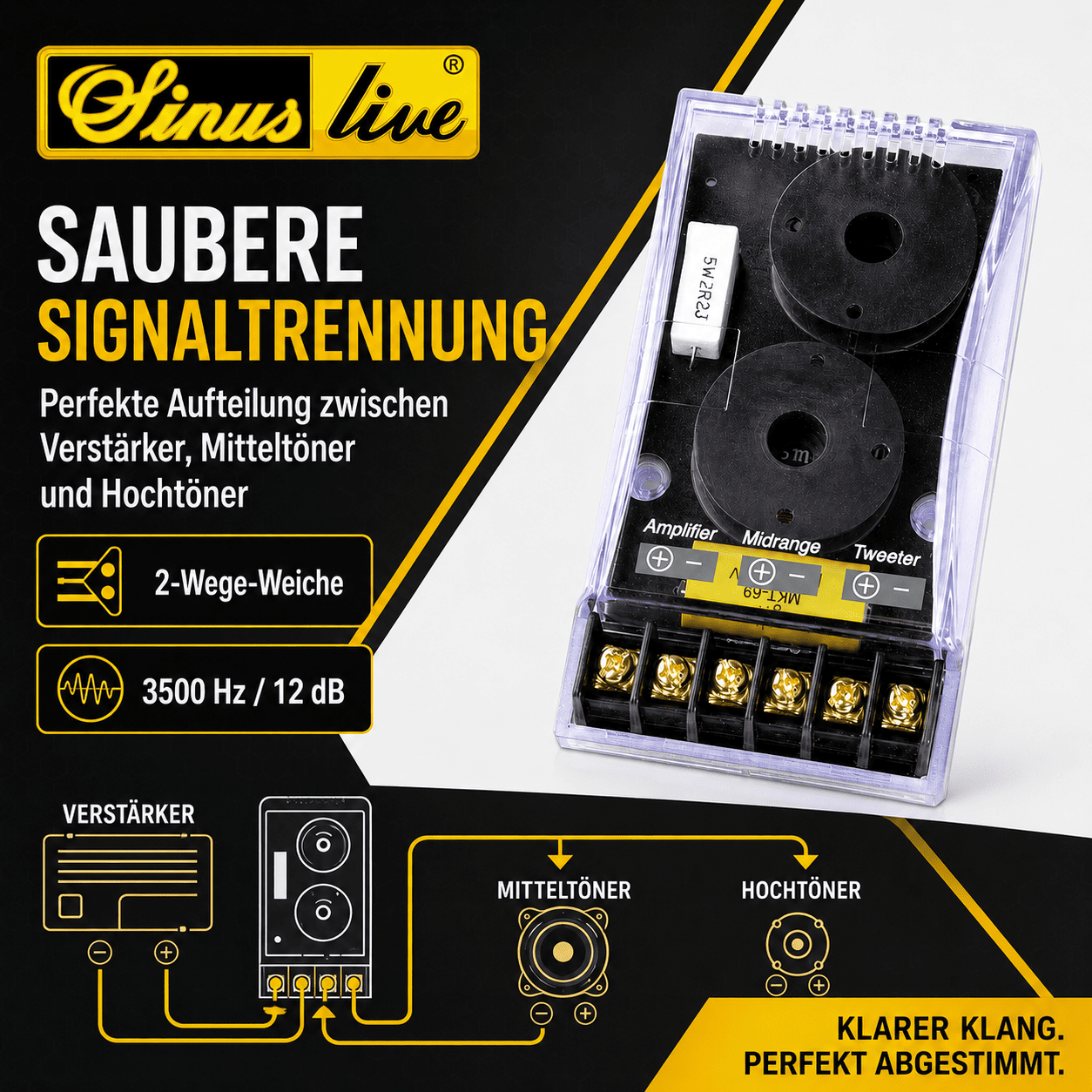 Sinuslive CR-235 2-Wege-Lautsprecher-Frequenzweiche