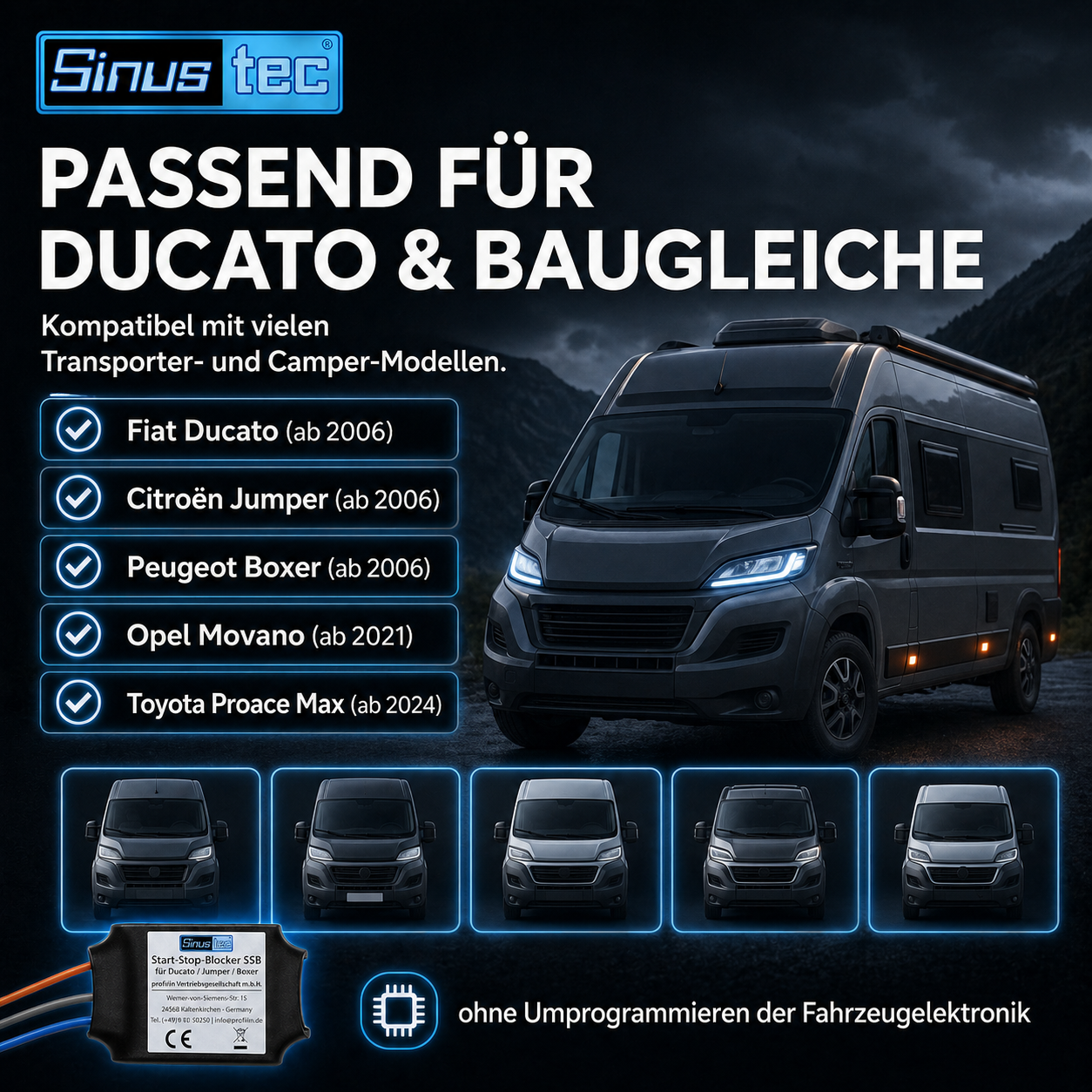 Sinustec Start-Stop-Blocker SSB-Modul für Ducato / Jumper / Boxer