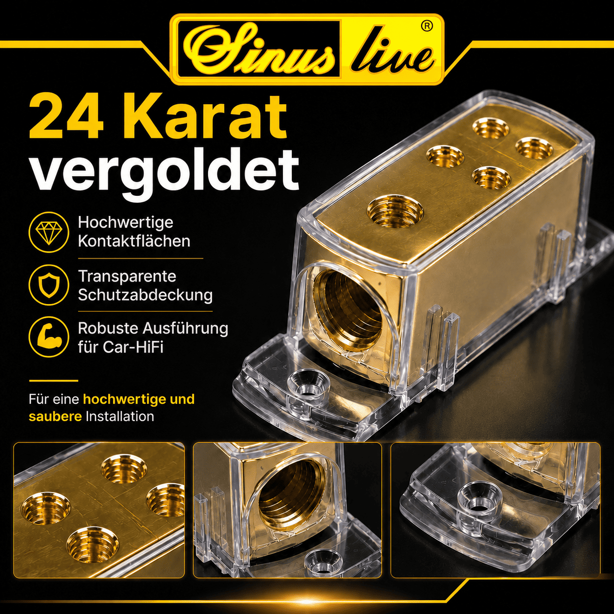 Sinuslive VB1-4 Stromverteiler 1x Eingang bis 25mm² auf 4x Ausgang bis 10mm²