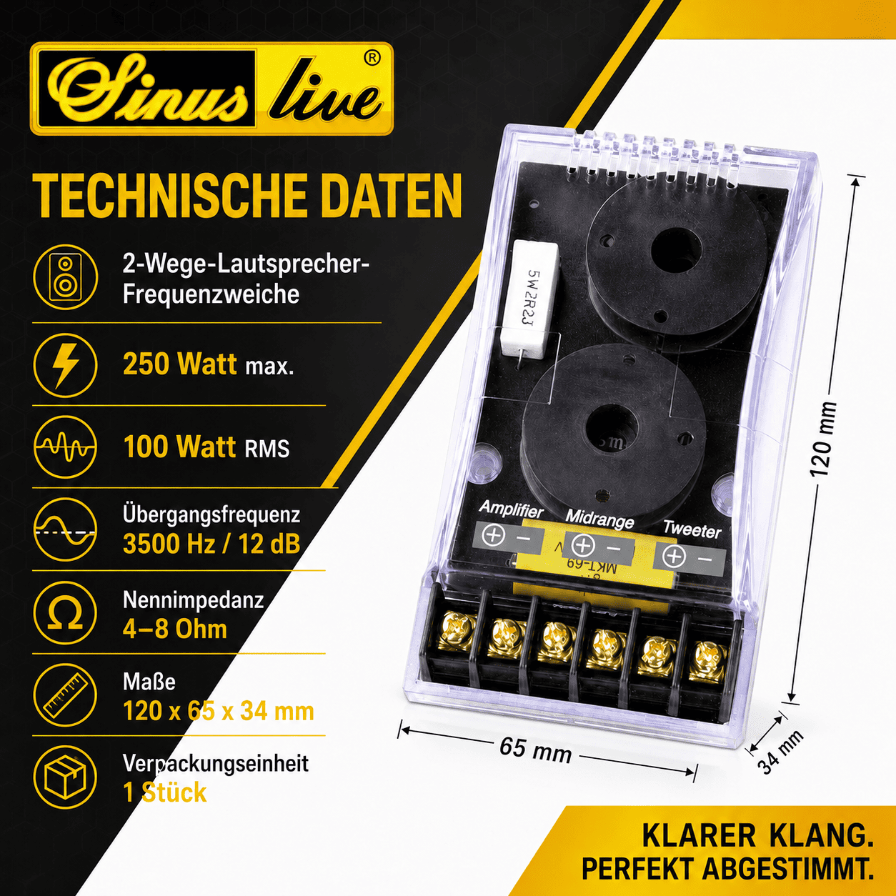 Sinuslive CR-235 2-Wege-Lautsprecher-Frequenzweiche